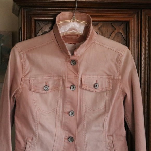 KEEPING Merona Distressed Pink Denim Jean Jacket NWOT! - Picture 5 of 16